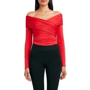 🔥BCBGMAXAZRIA Off the Shoulder Scarlet Gather Bodysuit